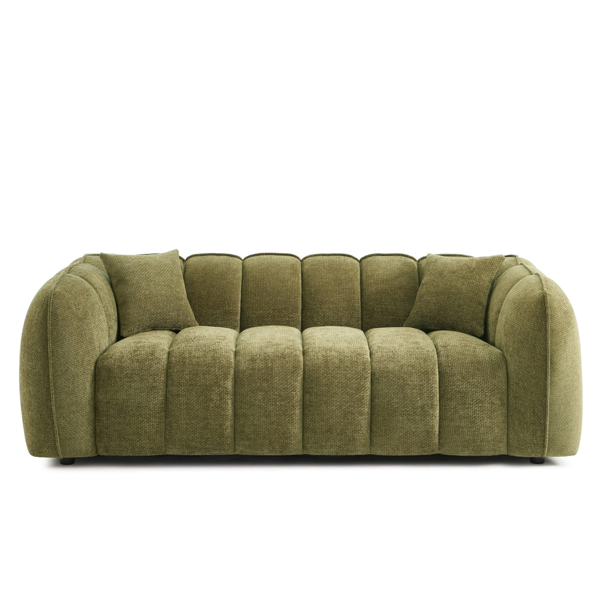 Canapé nuage 3 places en tissu chenille vert - MATILDA