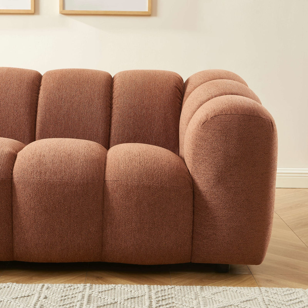 Canapé nuage 3 places en tissu tweed terracotta - SUNNY