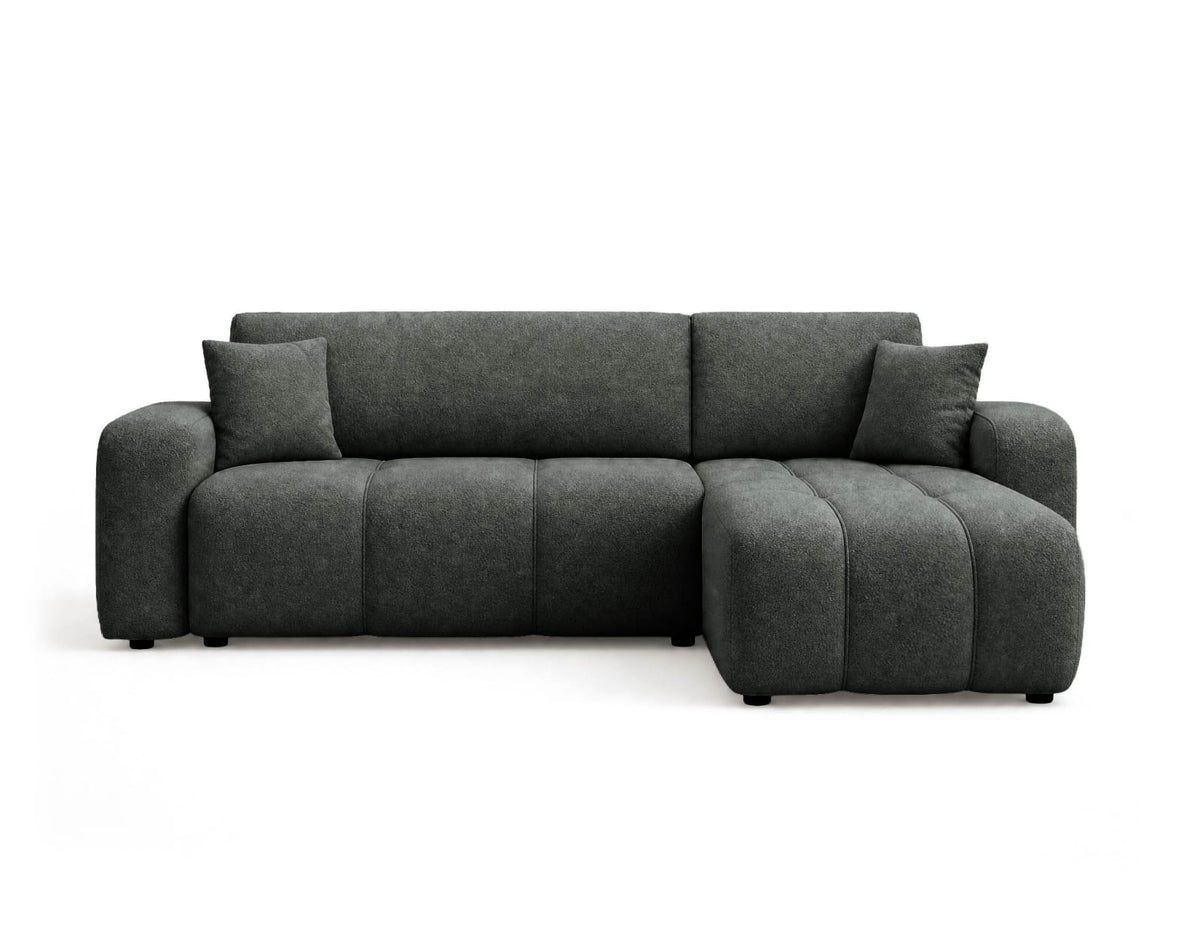 Canapé nuage d'angle réversible convertible 4 places en tissu gris - NICOLE