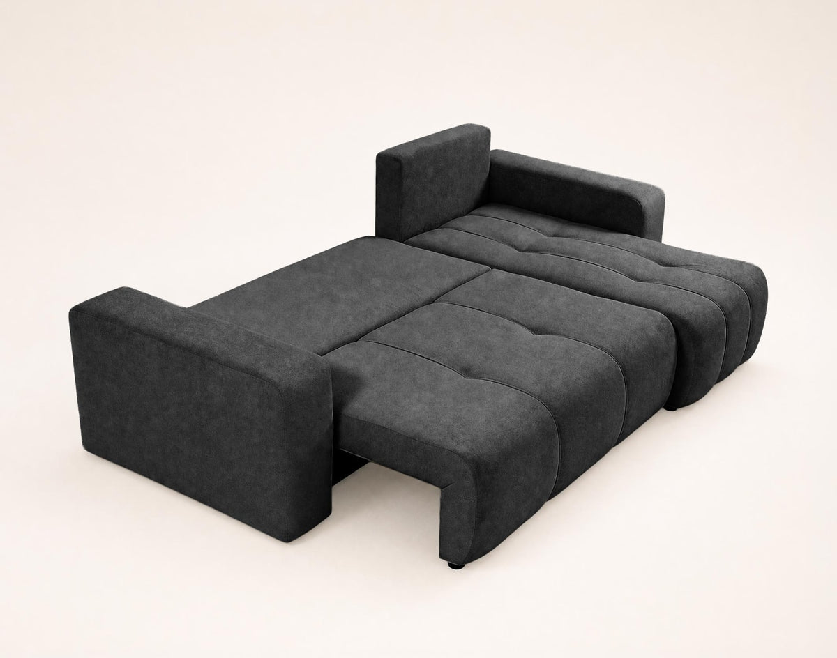 Canapé nuage d'angle réversible convertible 4 places en tissu gris - NICOLE