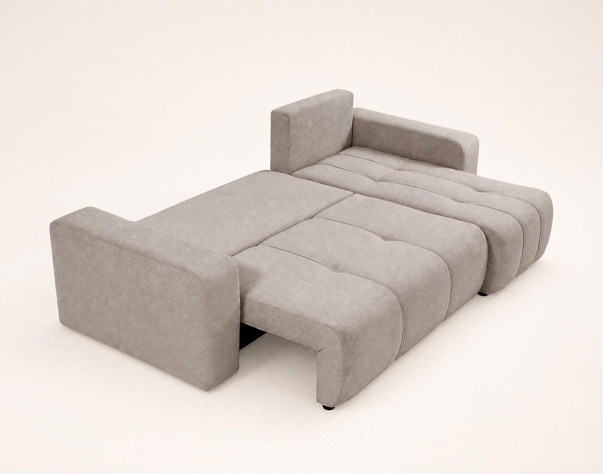 Canapé nuage d'angle réversible convertible 4 places en tissu taupe - NICOLE