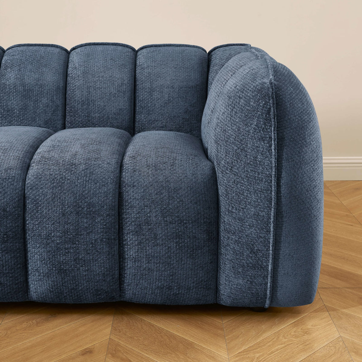 Canapé nuage droit 3 places en chenille bleu - MATILDA