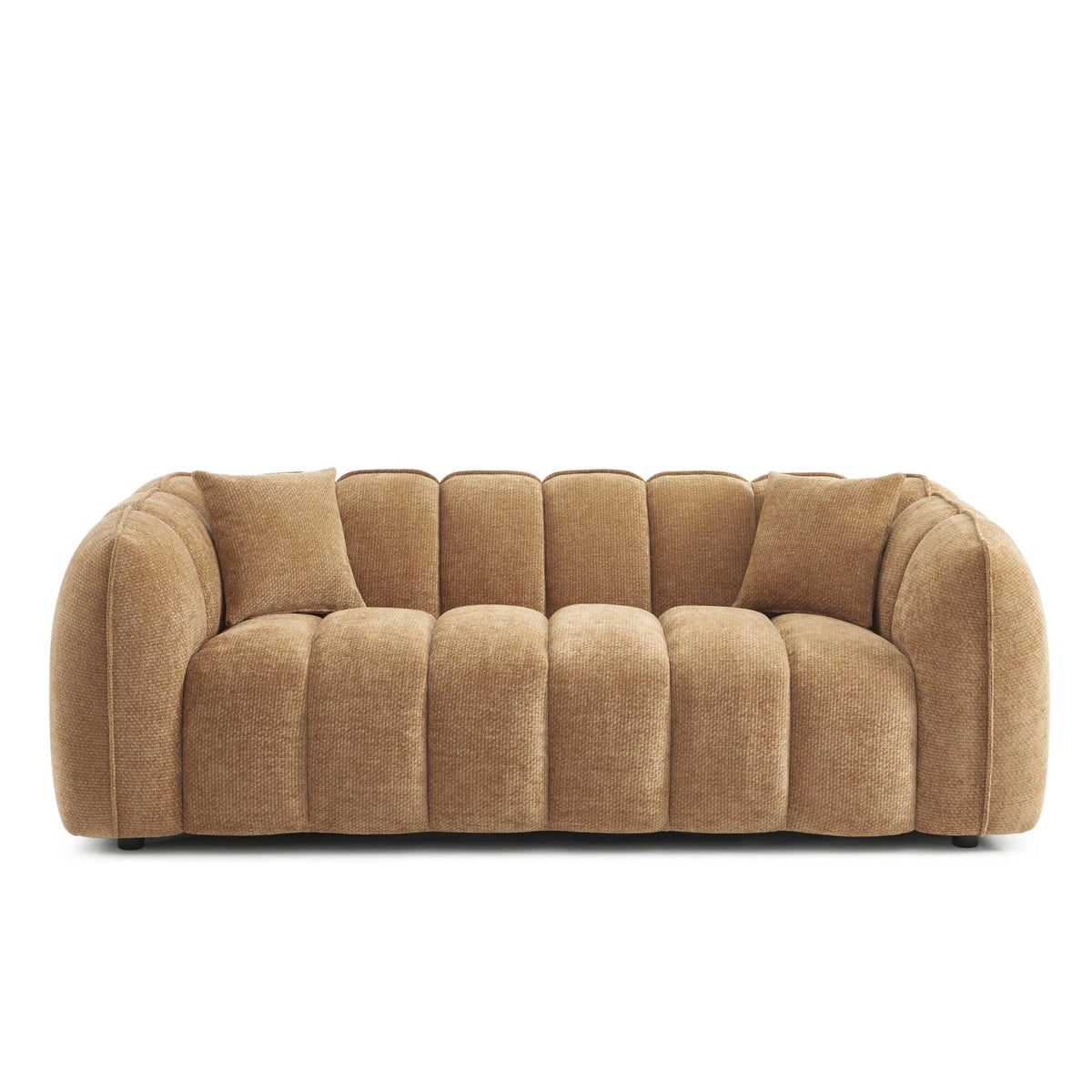 Canapé nuage droit 3 places en tissu chenille terracotta - MATILDA