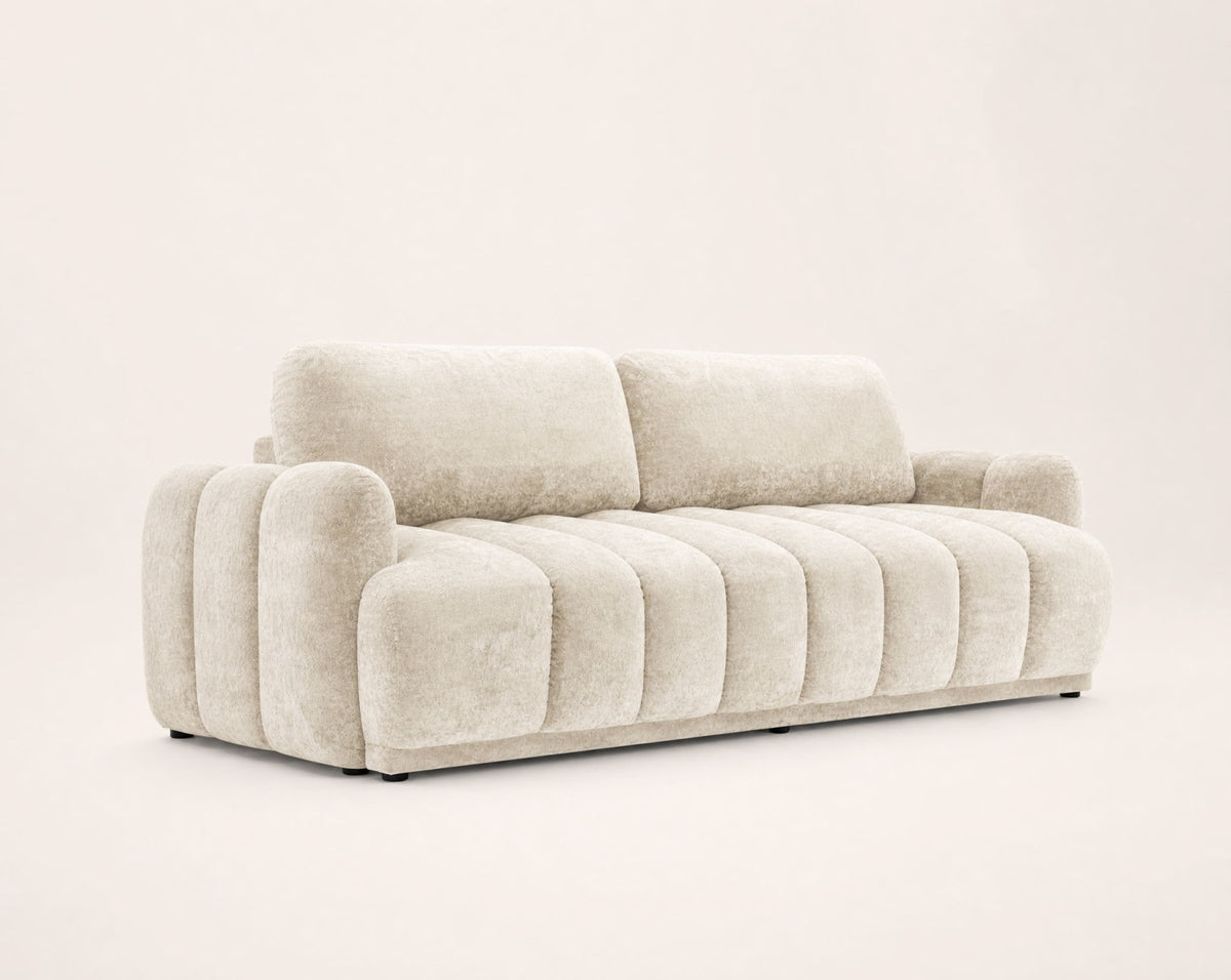 Canapé nuage droit convertible 3 places bouclette beige - SILVIA