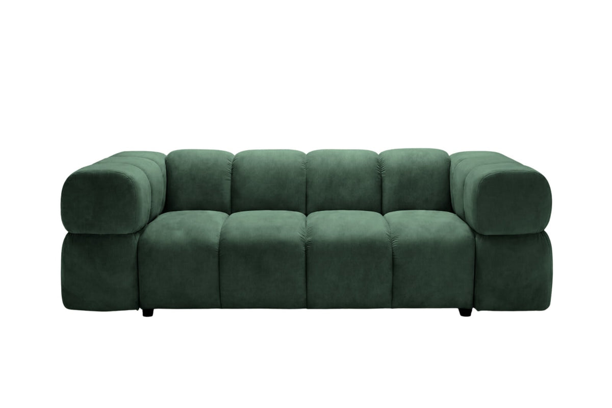 Canapé nuage droit 3 places en velours vert - GUSTAVE