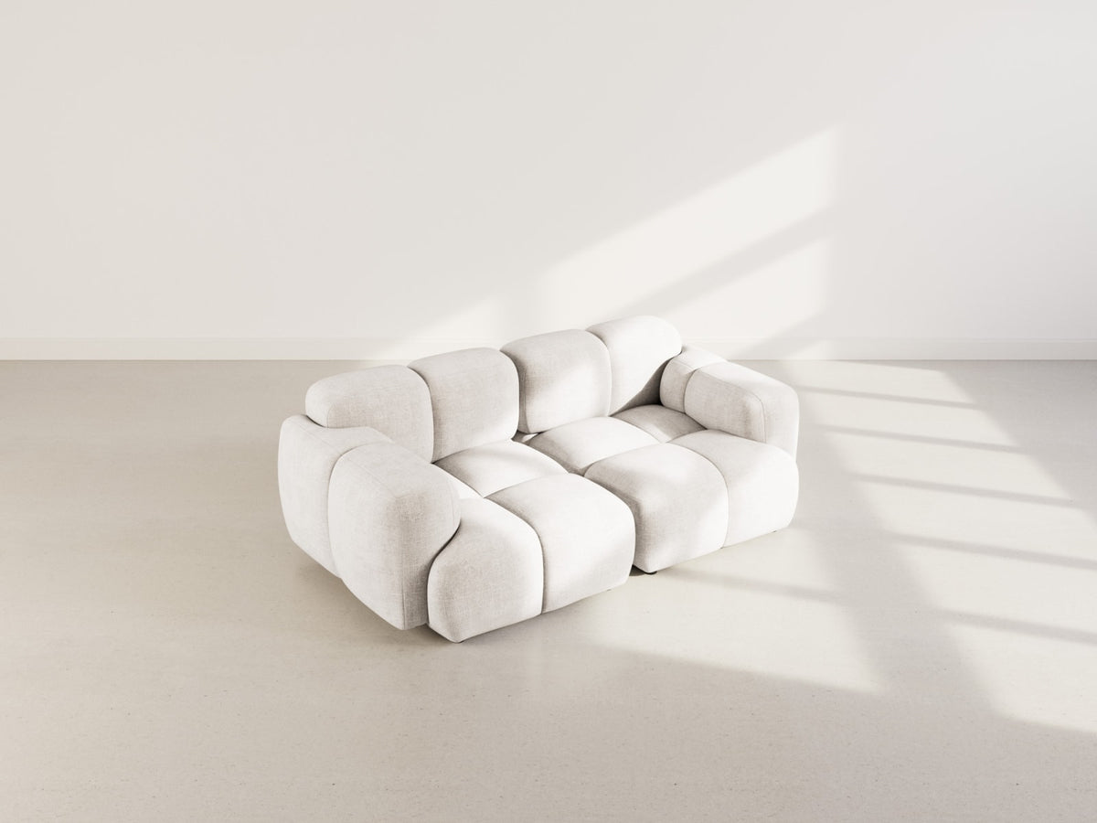 Canapé nuage modulable 2 places velours beige - GRACE