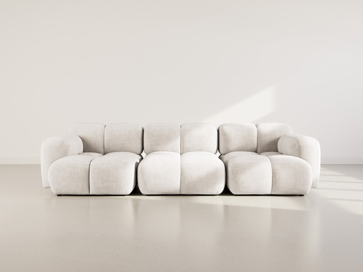 Canapé nuage modulable 3 places en velours texturé beige - GRACE