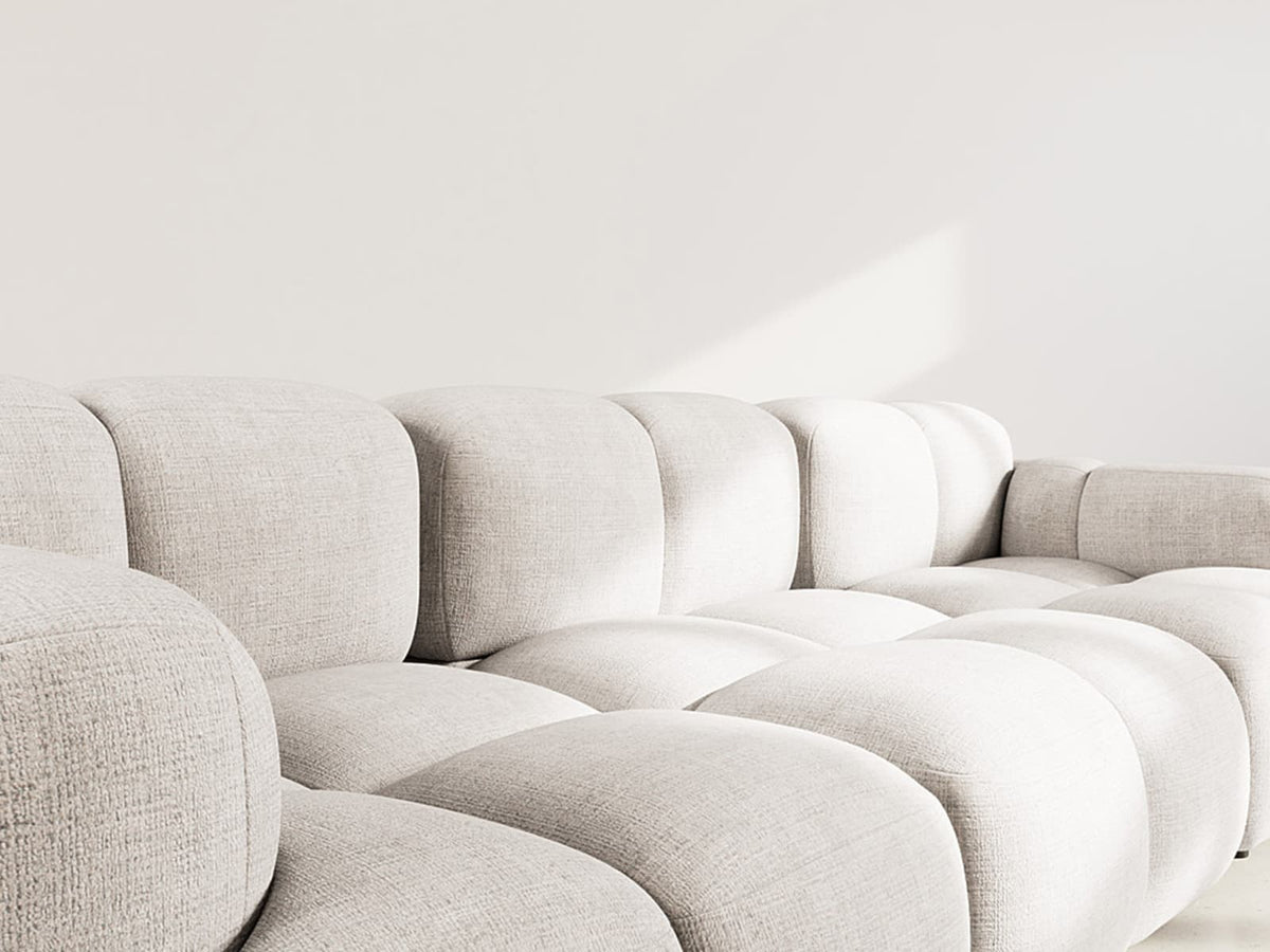 Canapé nuage modulable 3 places en velours texturé beige - GRACE