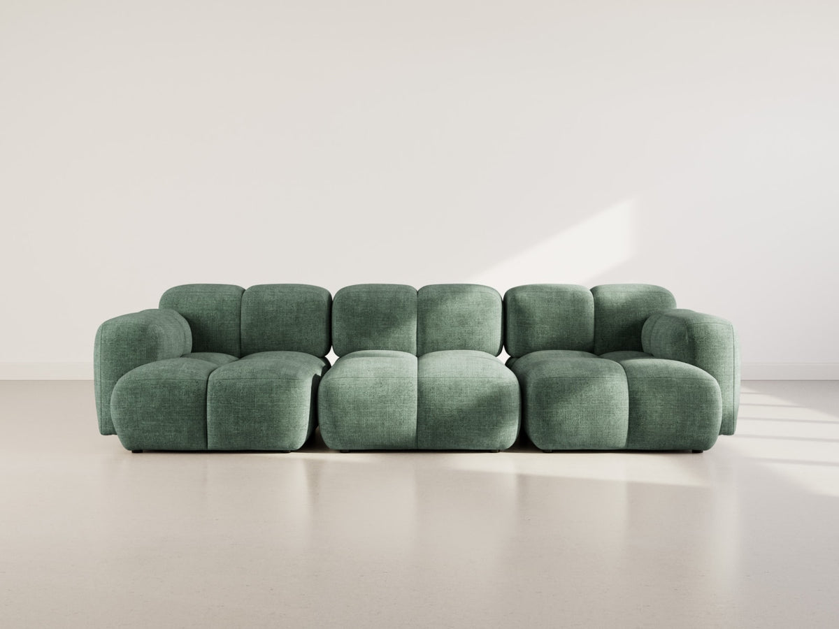 Canapé nuage modulable 3 places velours vert - GRACE