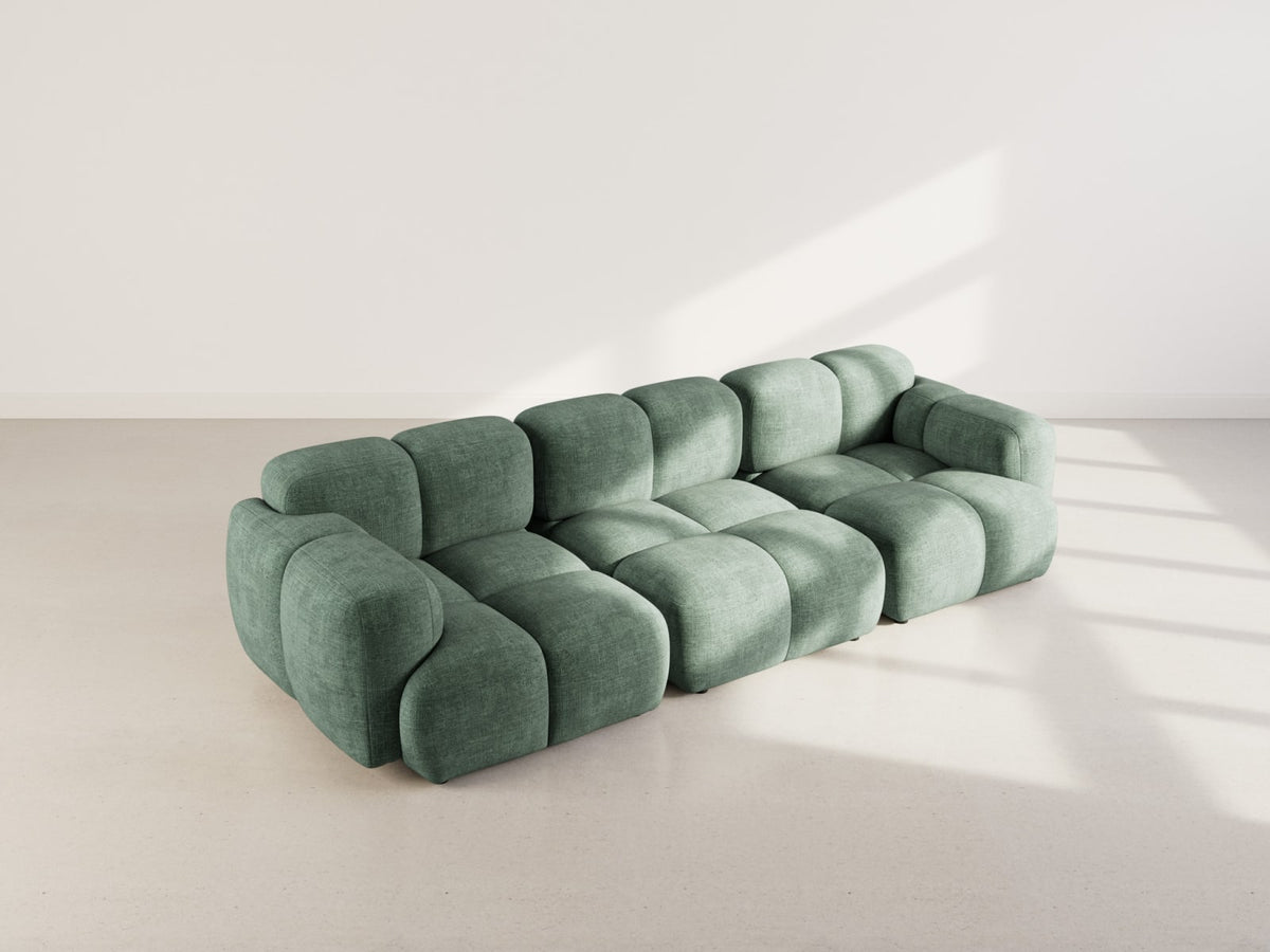 Canapé nuage modulable 3 places velours vert - GRACE