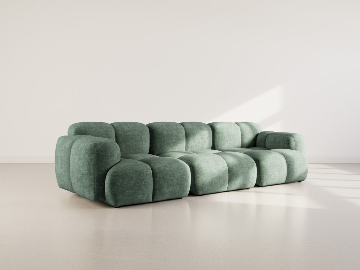 Canapé nuage modulable 3 places velours vert - GRACE