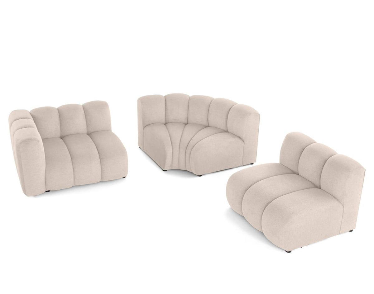Canapé nuage d'angle modulable 4 places tissu texturé beige - DEBBIE