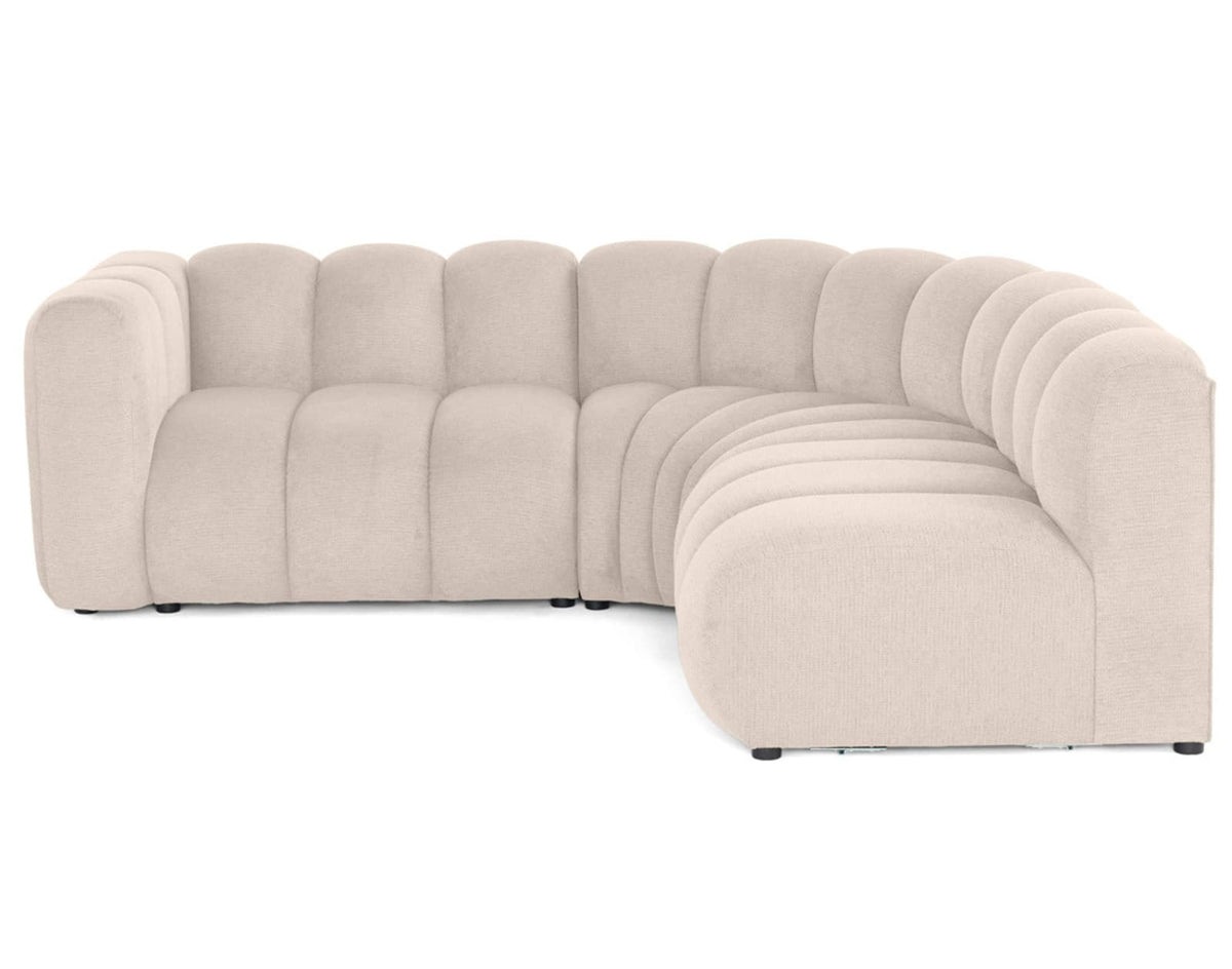 Canapé nuage d'angle modulable 4 places tissu texturé beige - DEBBIE
