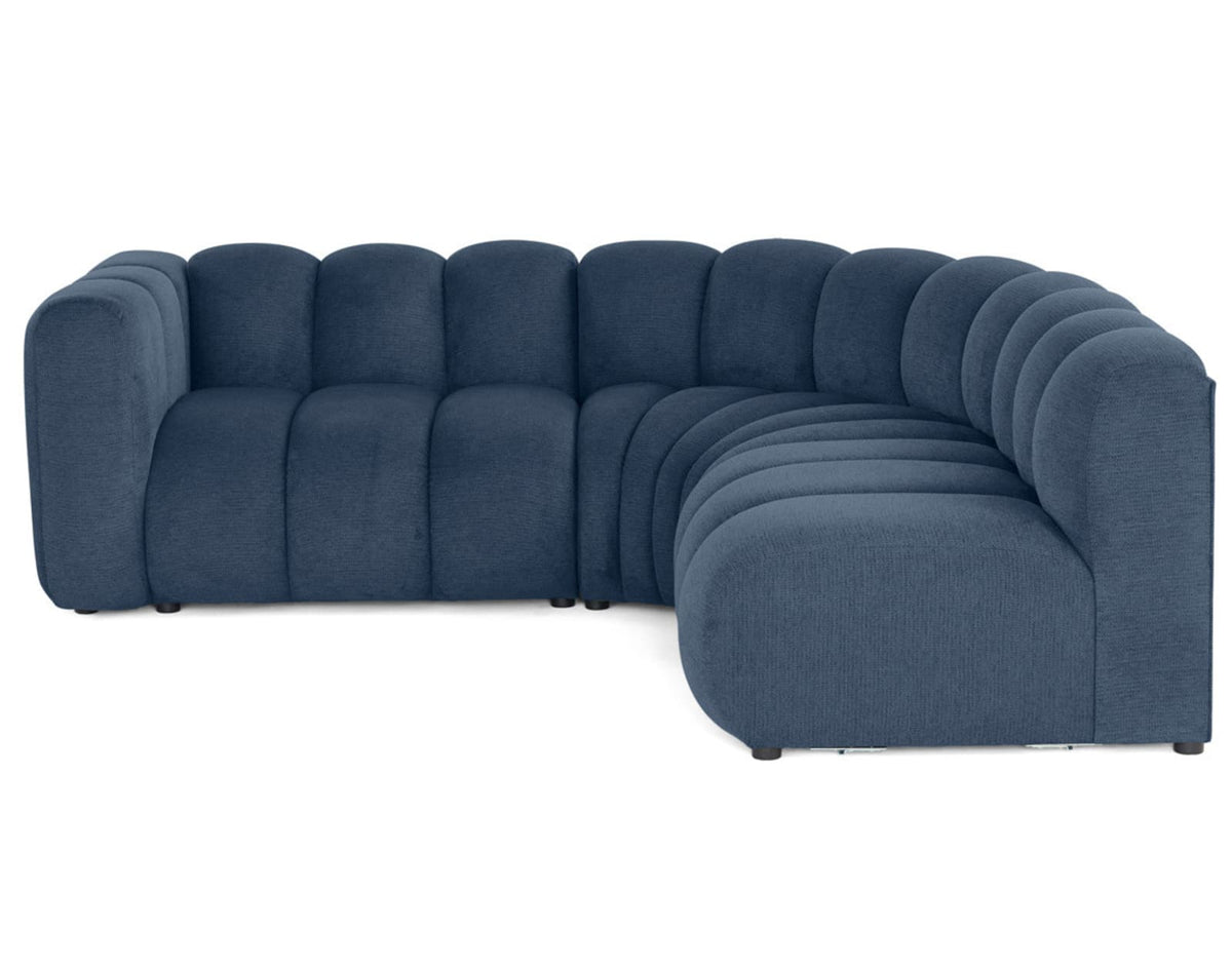 Canapé nuage d'angle modulable 4 places tissu texturé bleu - DEBBIE