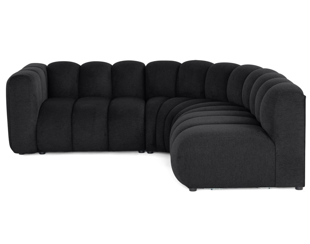Canapé nuage d'angle modulable 4 places tissu texturé noir - DEBBIE