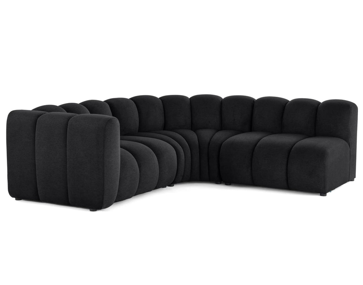 Canapé nuage d'angle modulable 4 places tissu texturé noir - DEBBIE