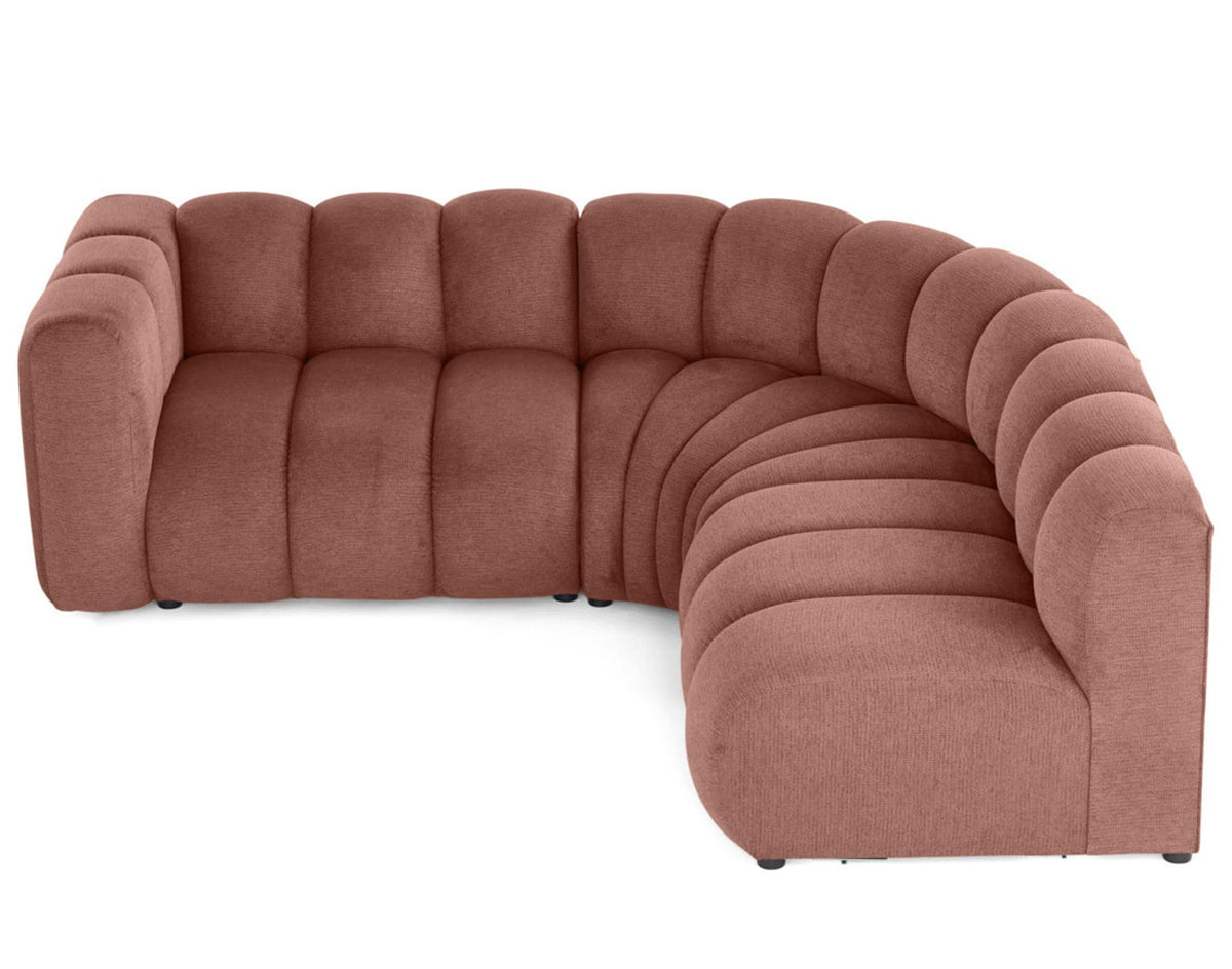 Canapé nuage d'angle modulable 4 places tissu texturé rose - DEBBIE