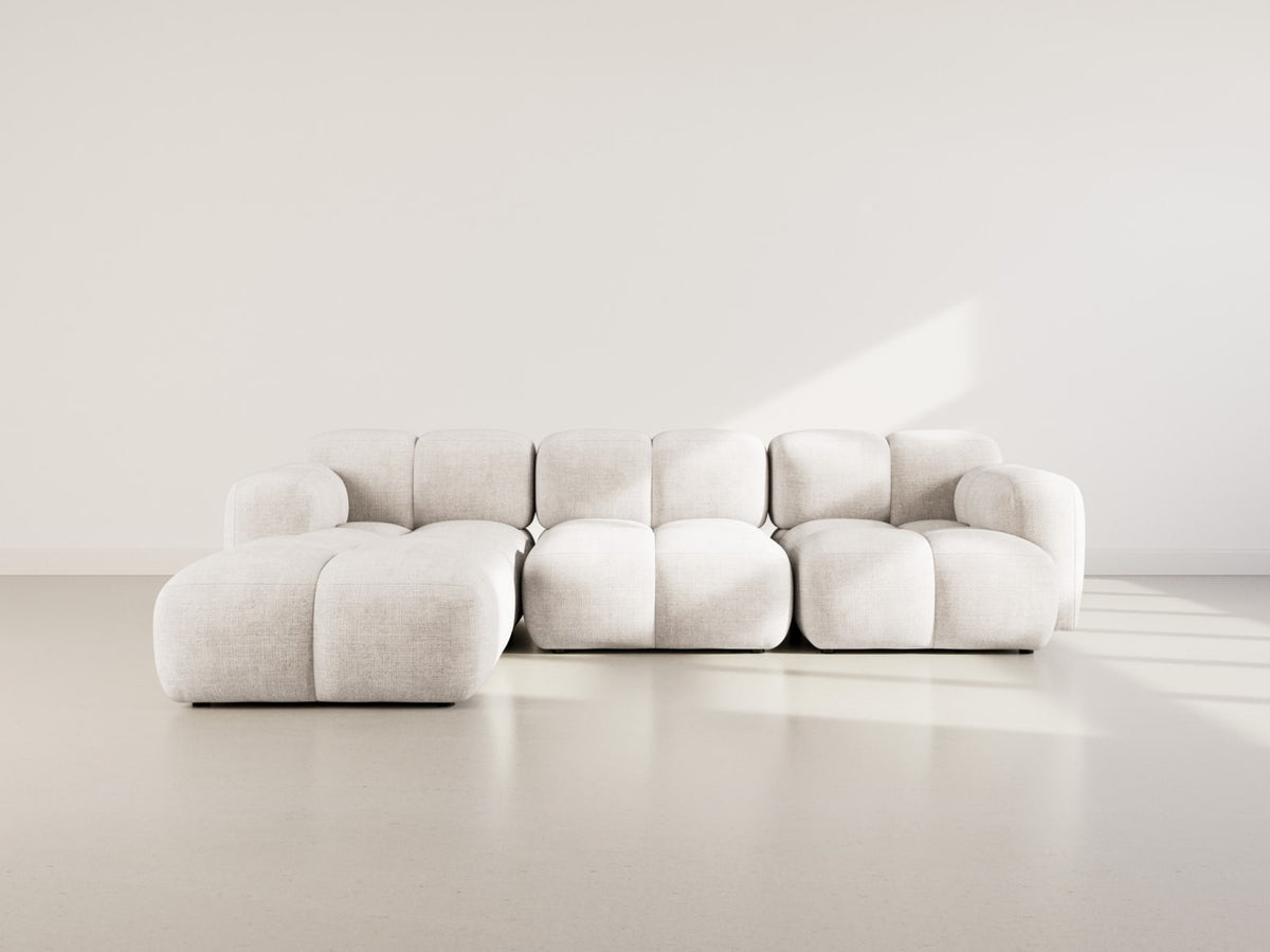Canapé nuage modulable 4 places méridienne velours beige - GRACE