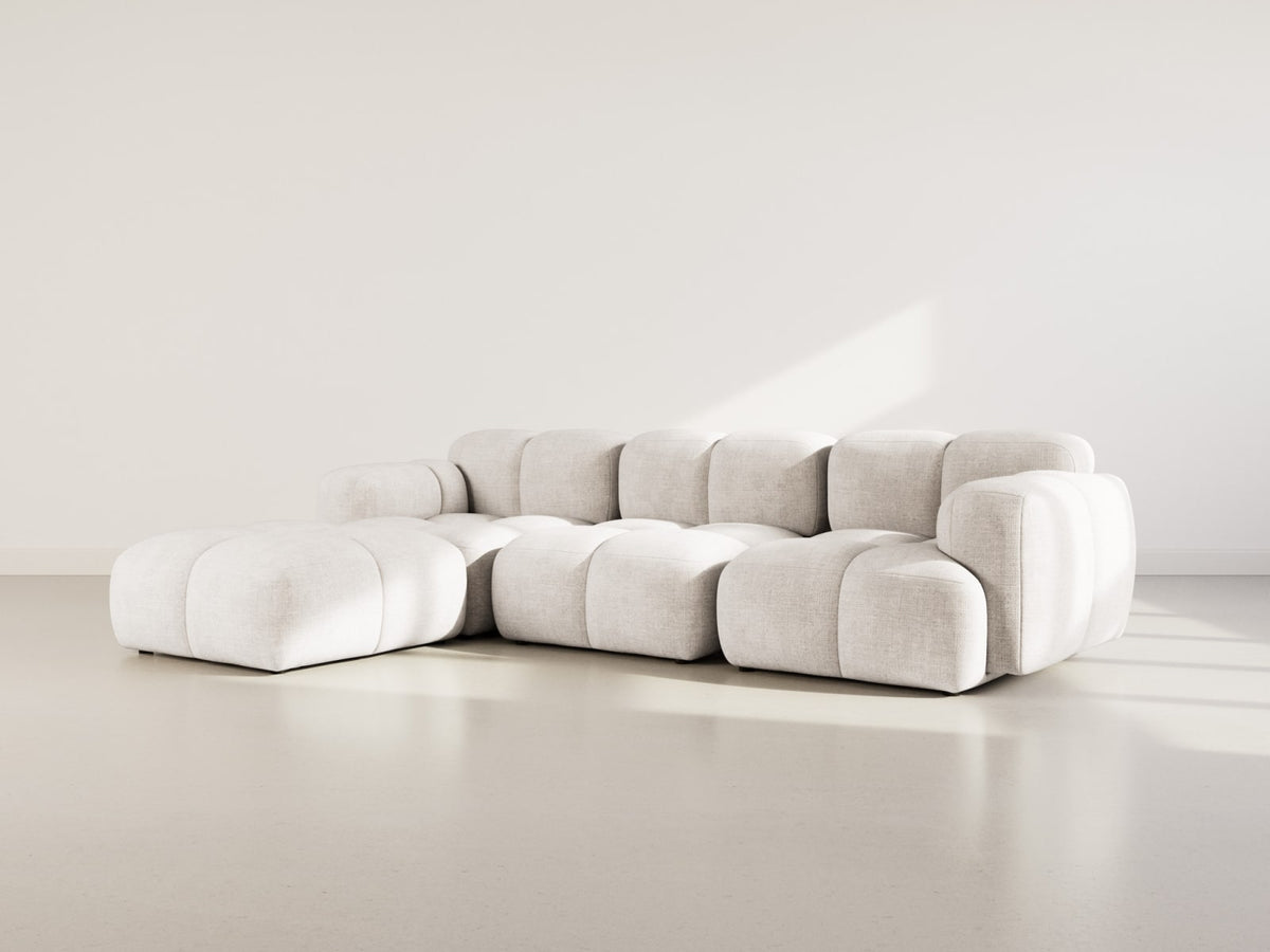 Canapé nuage modulable 4 places méridienne velours beige - GRACE