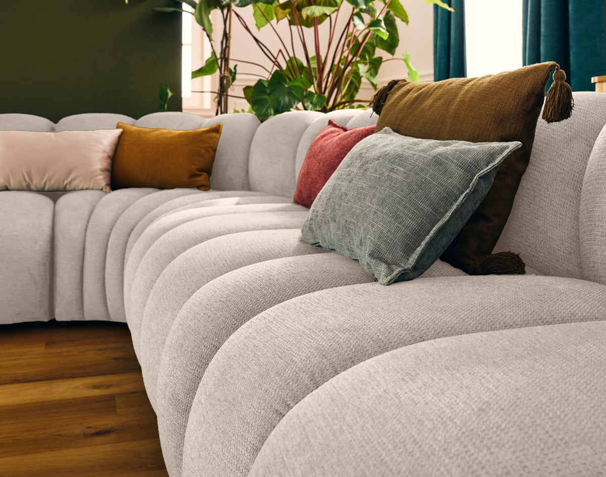 Canapé nuage modulable 5 places en tissu beige - DEBBIE