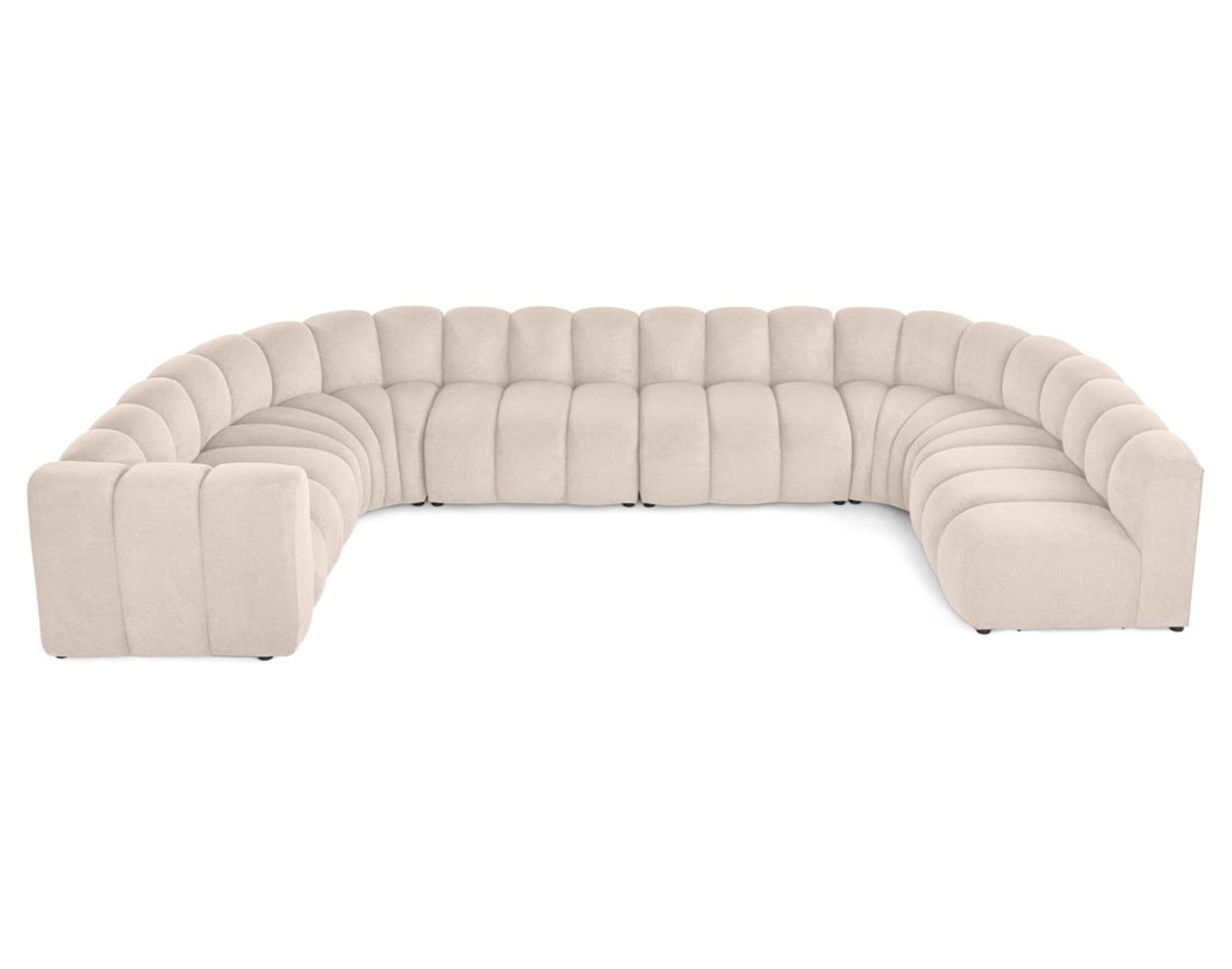 Canapé nuage modulable 7 places angle droit en tissu texturé beige - DEBBIE