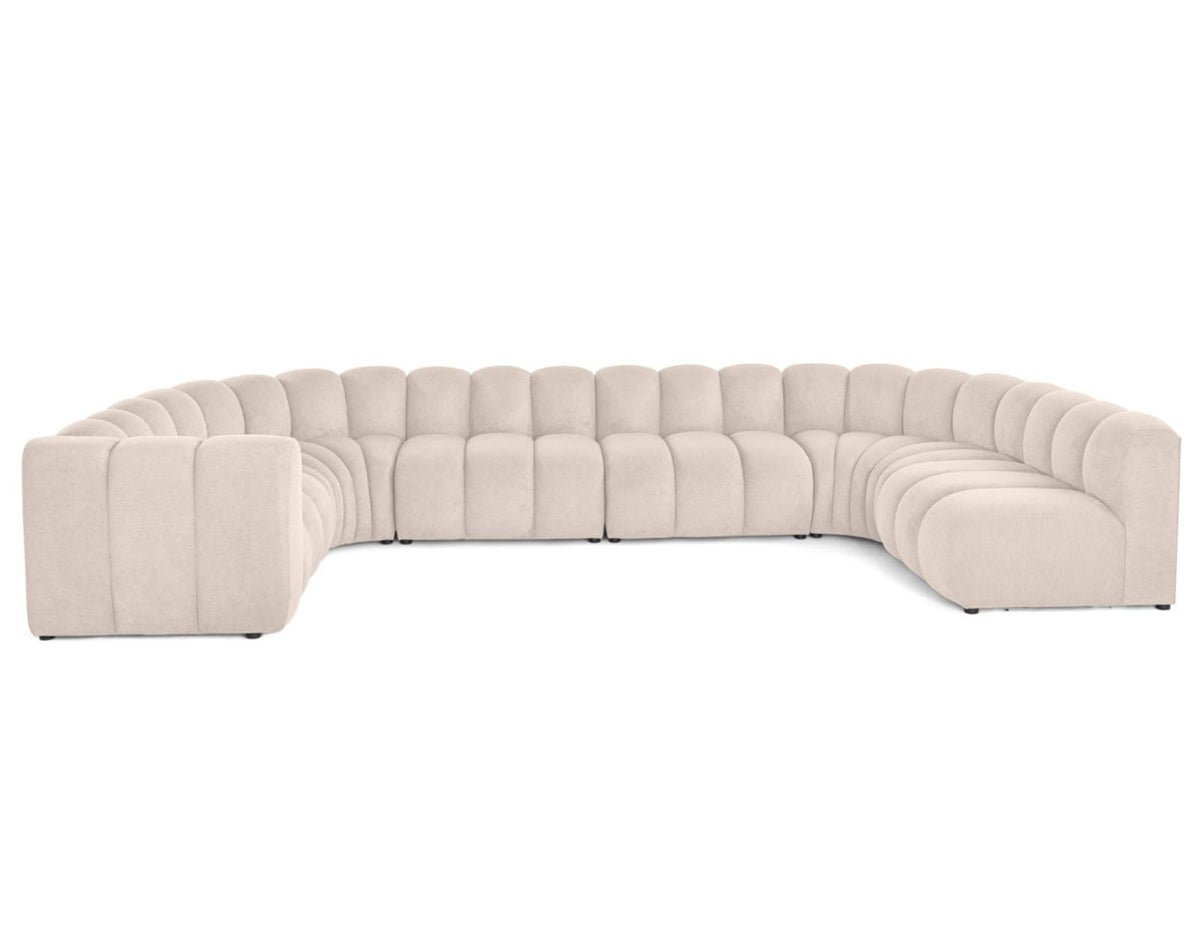 Canapé nuage modulable 7 places angle droit en tissu texturé beige - DEBBIE
