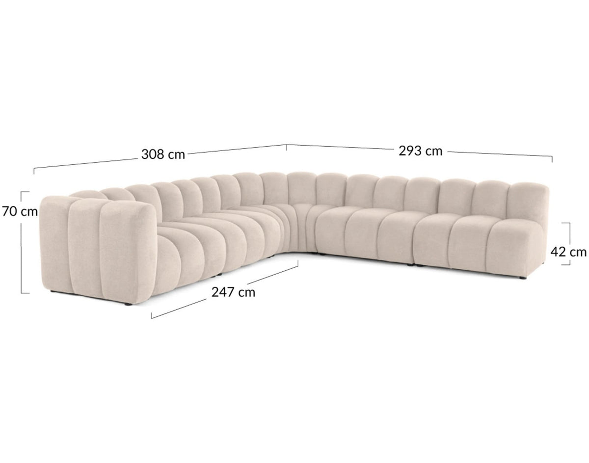 Canapé nuage modulable d'angle droit 5 places bleu - DEBBIE