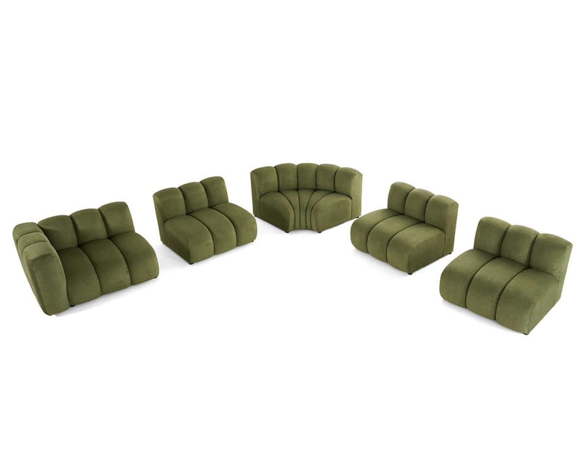 Canapé nuage modulable d'angle droit 5 places vert - DEBBIE