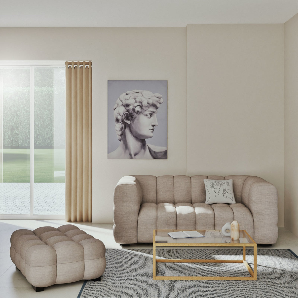 Canapé nuage 2 places en tissu beige sable - LILO