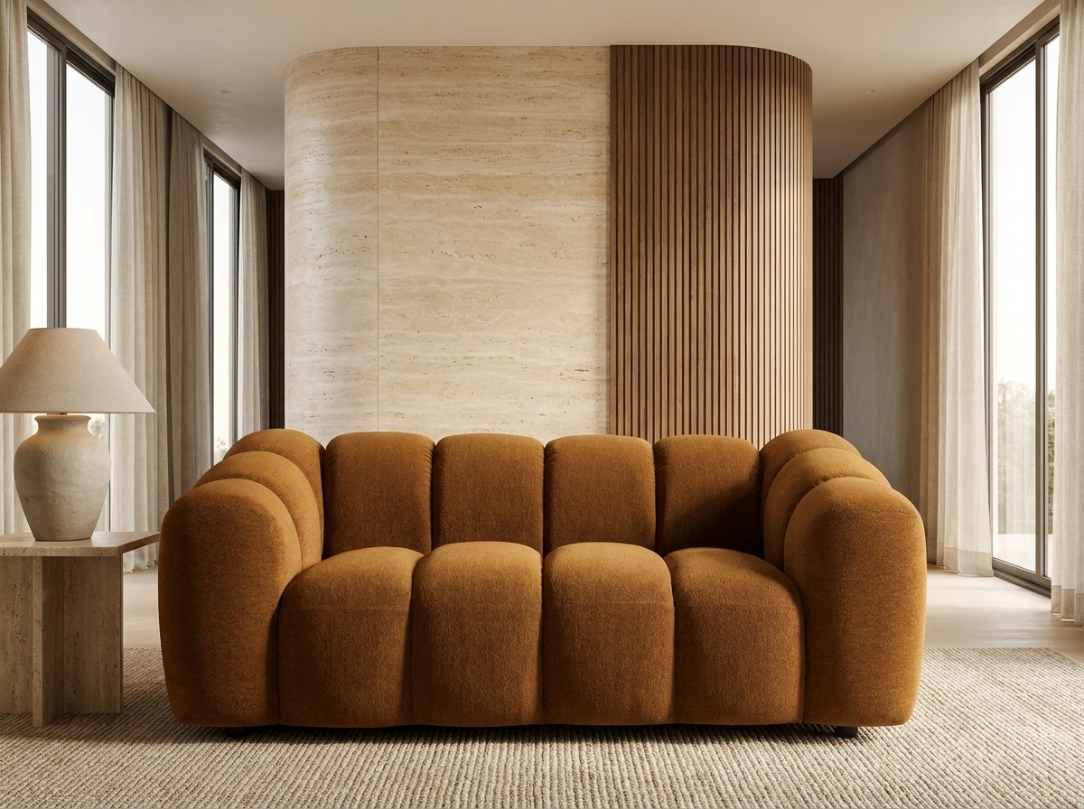 Canapé nuage 2 places en tissu tweed bronze - SUNNY