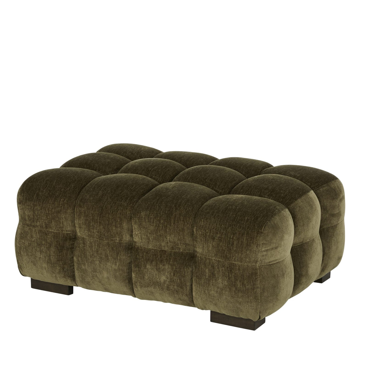 Pouf nuage velours vert kaki effet vieilli - LILO