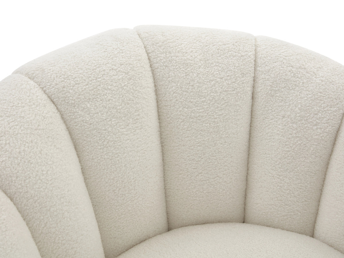 Fauteuil nuage coquillage pivotant en tissu bouclette blanc - COSSATO