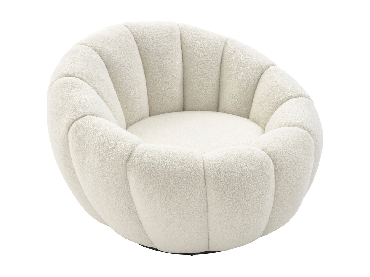 Fauteuil nuage coquillage pivotant en tissu bouclette blanc - COSSATO