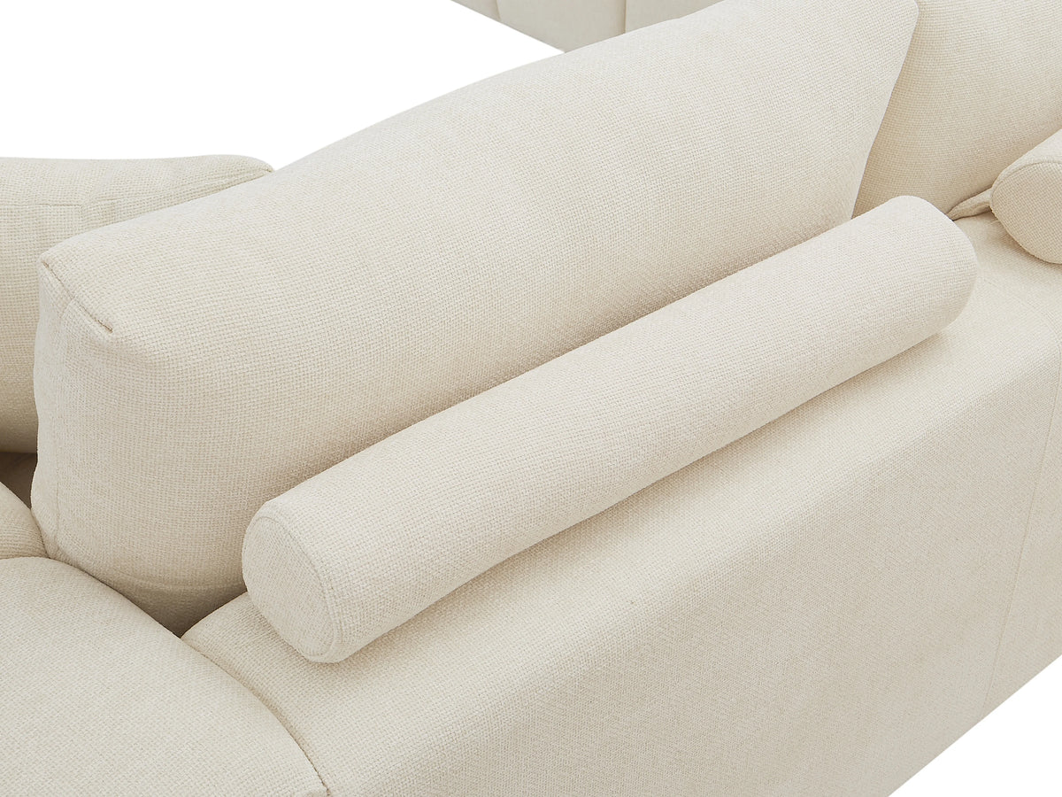 Canapé nuage d'angle gauche en tissu beige - BERENIA