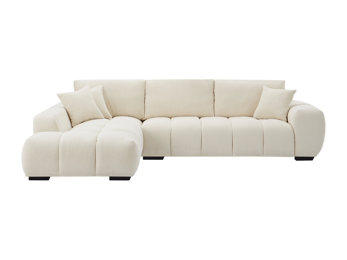 Canapé nuage d'angle gauche en tissu beige - BERENIA