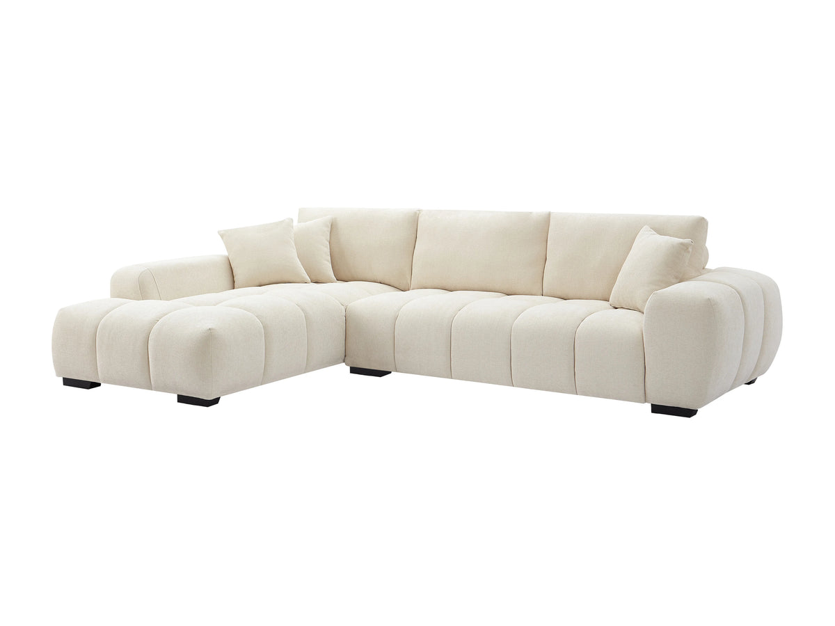 Canapé nuage d'angle gauche en tissu beige - BERENIA