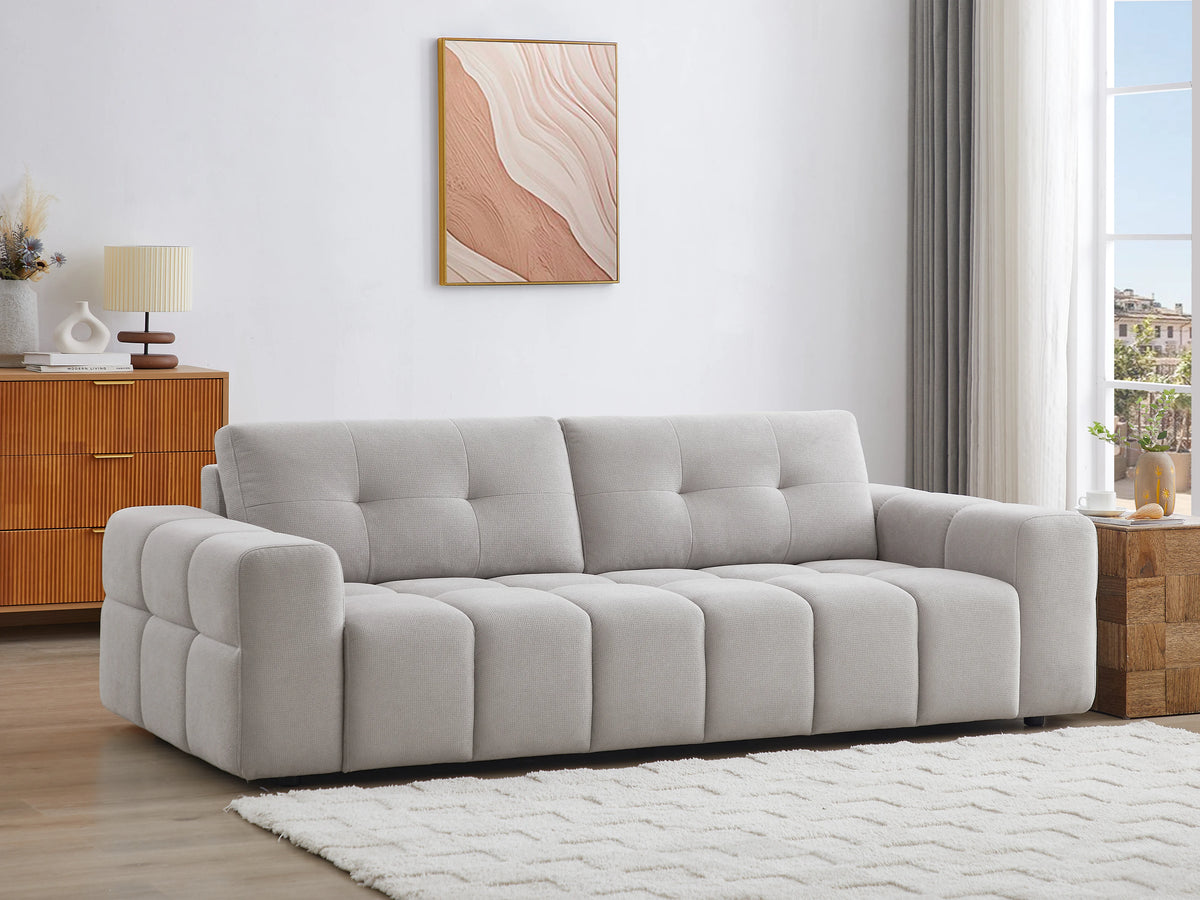 Canapé nuage 3 places en tissu texturé gris clair - SOPELANA