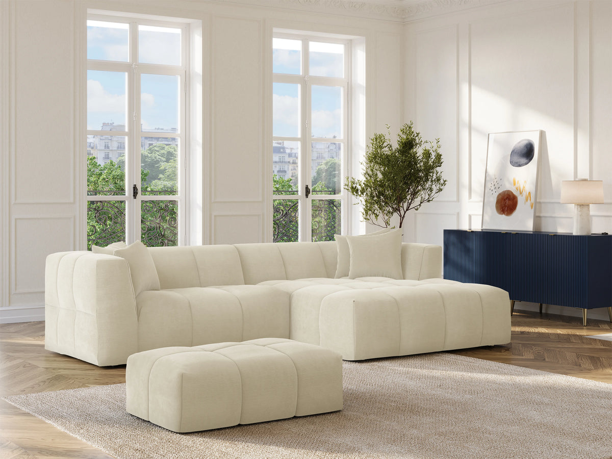 Pouf nuage velours côtelé beige - NAEMIA