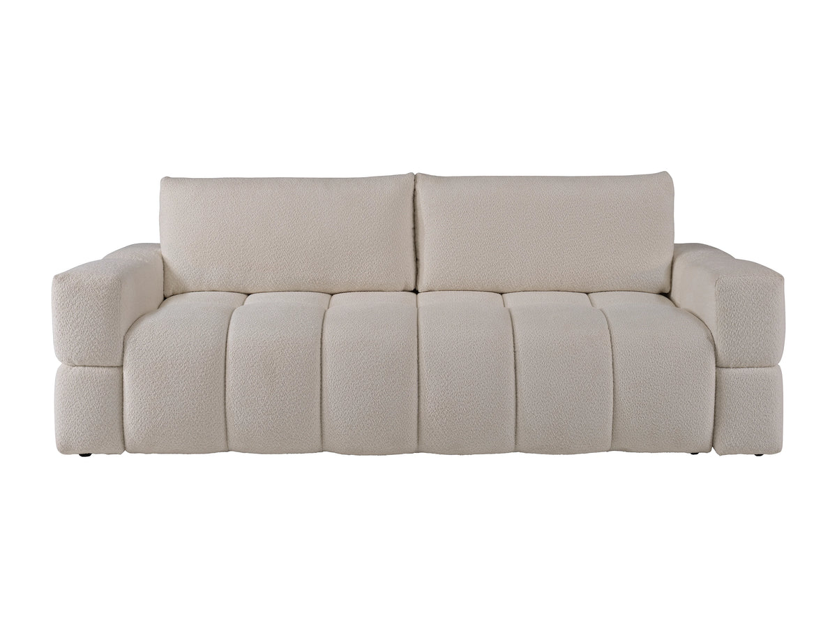 Canapé nuage 3 places convertible en tissu bouclette beige - ISSORO II