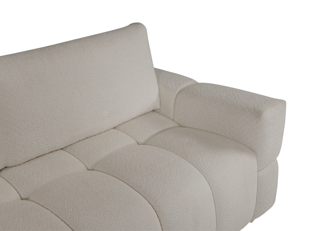 Canapé nuage 3 places convertible en tissu bouclette beige - ISSORO II