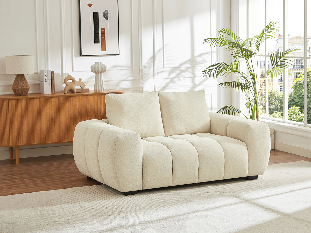 Canapé nuage 2 places en tissu beige - BERENIA