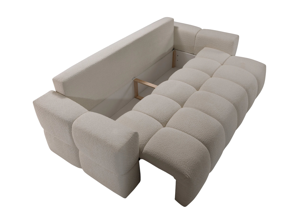 Canapé nuage 3 places convertible en tissu bouclette beige - ISSORO II
