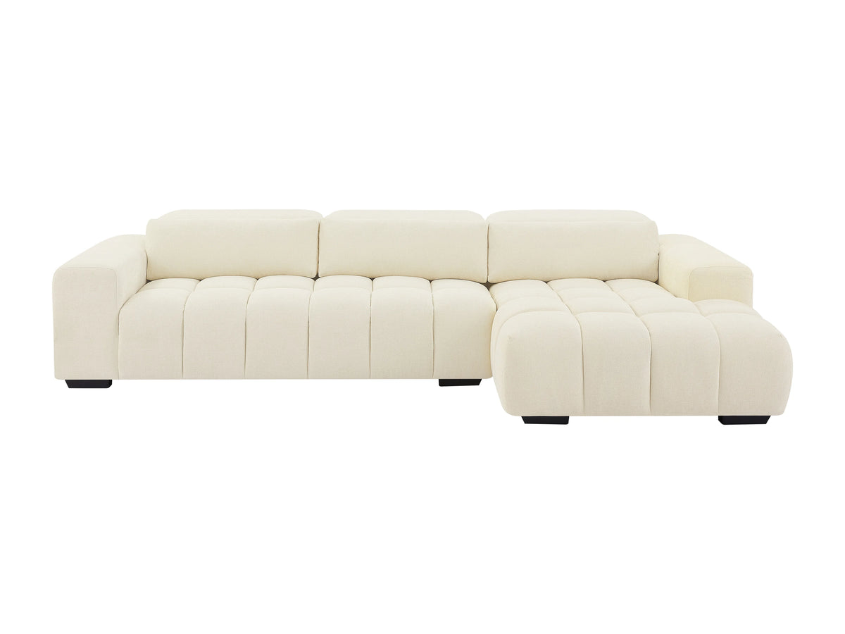 Canapé nuage d'angle droit en tissu texturé beige - LOPONZA