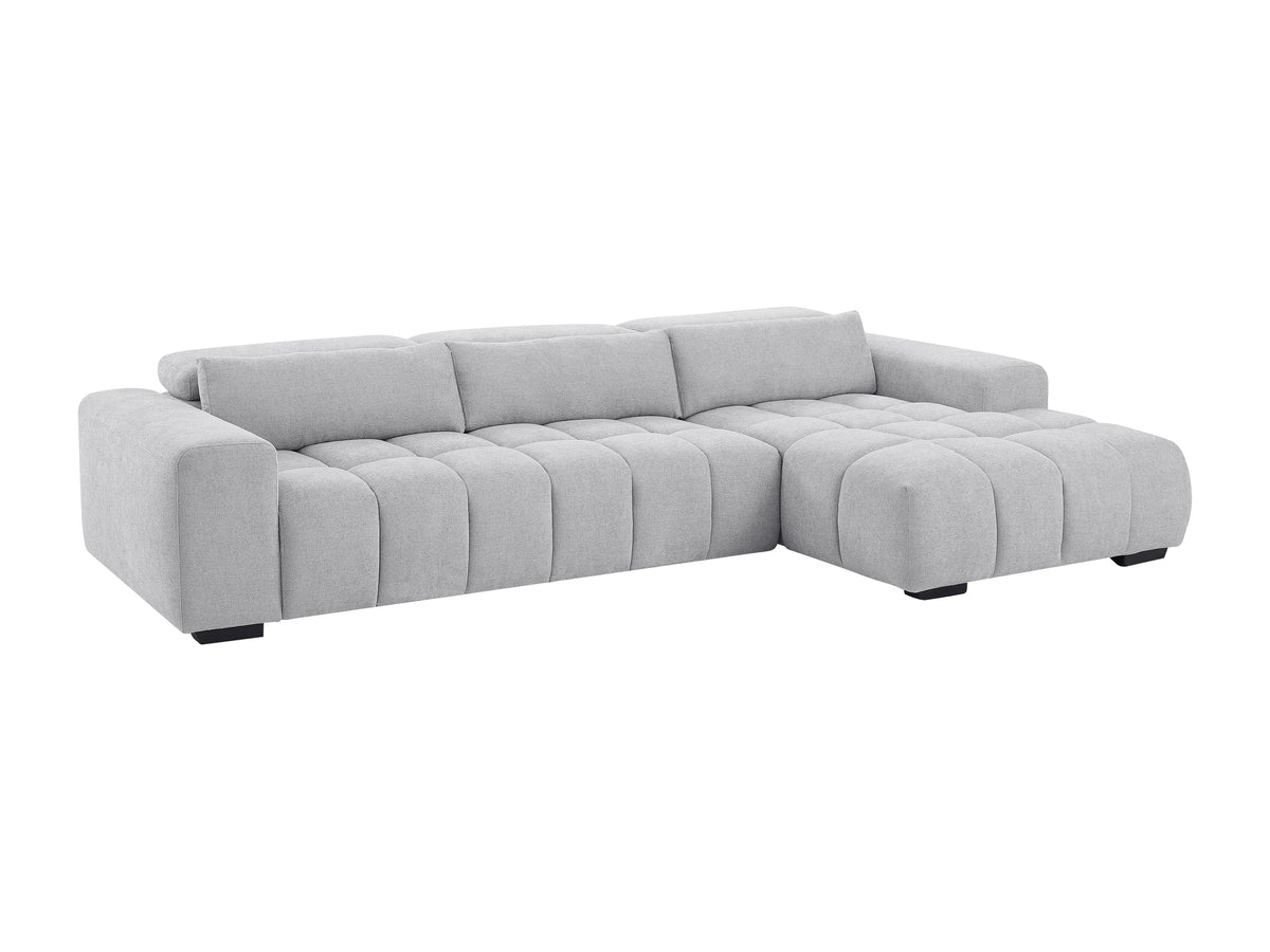 Canapé nuage d'angle droit en tissu texturé gris - LOPONZA