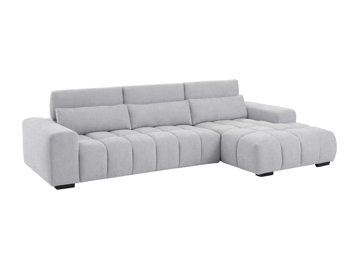 Canapé nuage d'angle droit en tissu texturé gris - LOPONZA