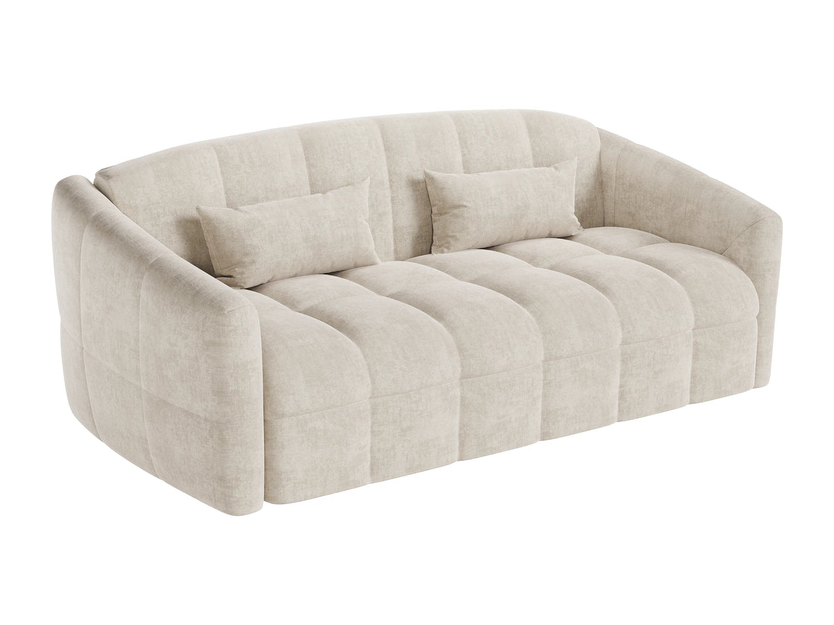 Canapé nuage droit convertible 3 places en velours beige - RETUNA