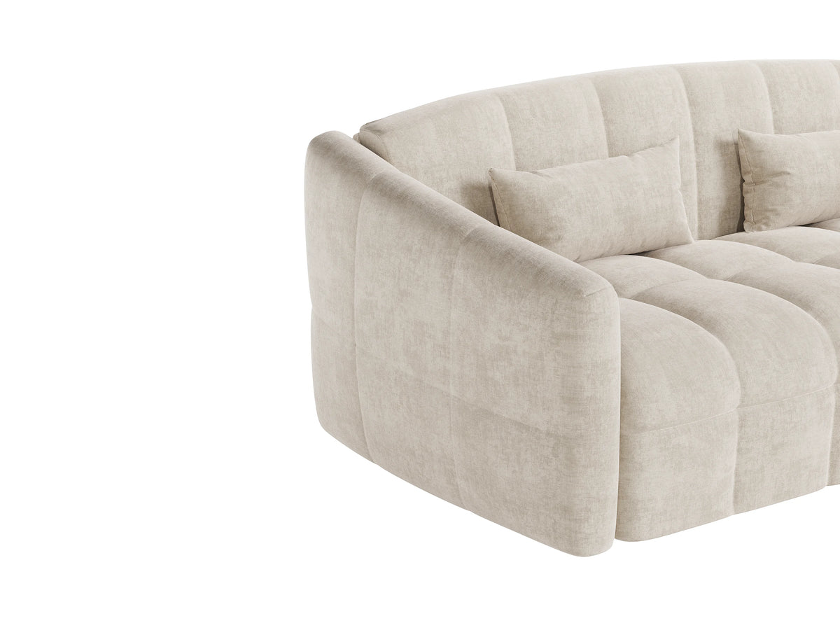 Canapé nuage droit convertible 3 places en velours beige - RETUNA