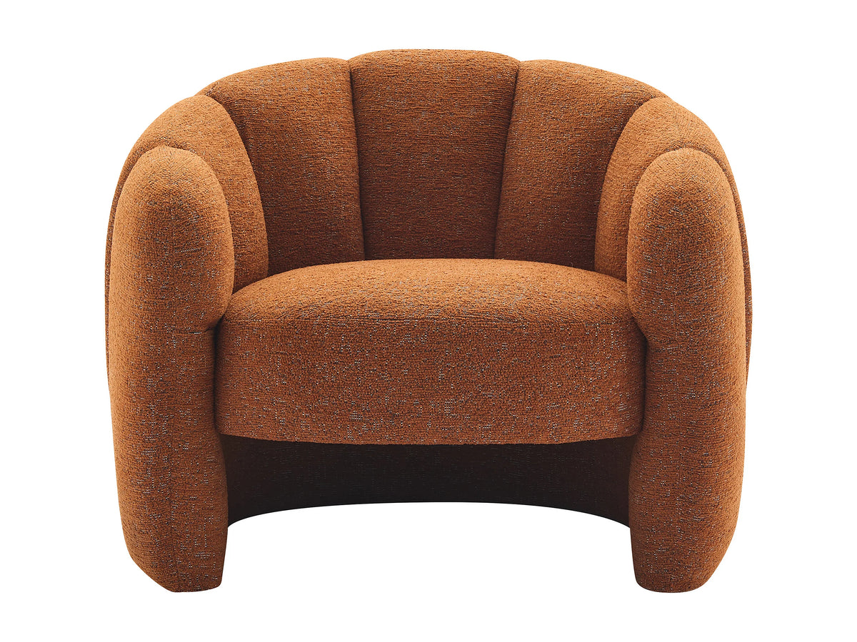 Fauteuil nuage coquillage en tissu chenille terracotta - DELIPO