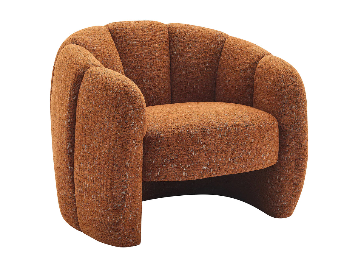 Fauteuil nuage coquillage en tissu chenille terracotta - DELIPO