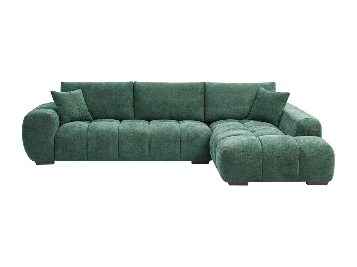 Canapé nuage d'angle droit en tissu texturé vert - BERENIA